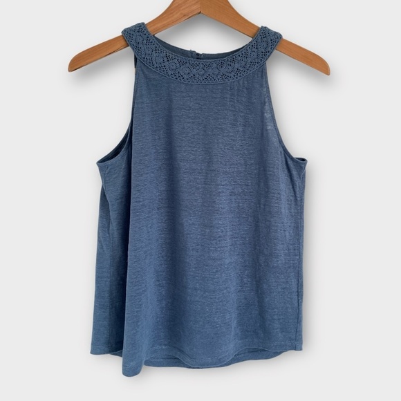 Rachel Zoe Linen Tank Crochet Collar - Picture 1 of 6